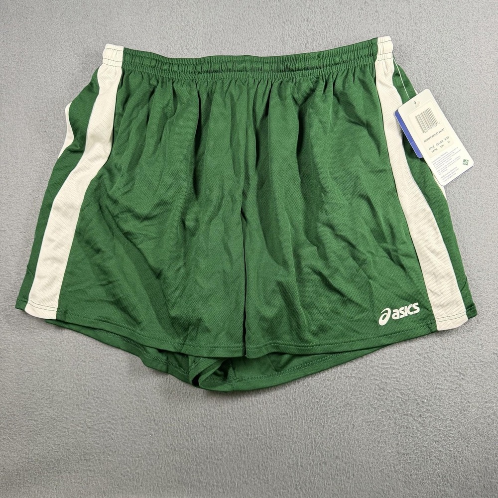 ASICS Medley Shorts Womens XL Green White Mesh Running Track Elastic Waist NWT